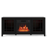 Mueble para TV de 58 pulgadas con chimenea, luces LED y chimenea eléctrica de 18 pulgadas