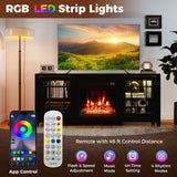 Mueble para TV de 58 pulgadas con chimenea, luces LED y chimenea eléctrica de 18 pulgadas
