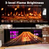 Mueble para TV de 58 pulgadas con chimenea, luces LED y chimenea eléctrica de 18 pulgadas