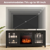 58 Inch Fireplace TV Stand with Adjustable Shelves for TVs up to 65 Inch-Black