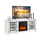 Mueble para TV con chimenea de 58 pulgadas con estantes ajustables para televisores de hasta 65 pulgadas - Blanco
