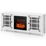 Mueble para TV con chimenea de 58 pulgadas con estantes ajustables para televisores de hasta 65 pulgadas - Blanco