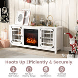 Mueble para TV con chimenea de 58 pulgadas con estantes ajustables para televisores de hasta 65 pulgadas - Blanco