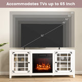 Mueble para TV con chimenea de 58 pulgadas con estantes ajustables para televisores de hasta 65 pulgadas - Blanco