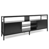 58 Inch Industrial TV Stand with Cabinets and Adjustable Shelf for TVs up to 65 Inch-Rustic Brwon