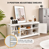 58 Inch TV Stand with 2 Cabinets and Adjustable Shelves for TVs up to 65 Inch-White