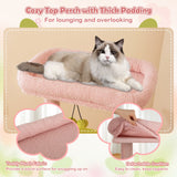 Rascador para Gatos de Múltiples Niveles y 58 Pulgadas de Alto con Diseño Floral Estético - Rosa