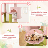 Rascador para Gatos de Múltiples Niveles y 58 Pulgadas de Alto con Diseño Floral Estético - Rosa