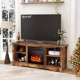 Soporte de TV de 58 pulgadas para televisores de pantalla plana de hasta 65 pulgadas con chimenea eléctrica de 18 pulgadas