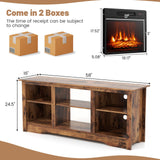 Soporte de TV de 58 pulgadas para televisores de pantalla plana de hasta 65 pulgadas con chimenea eléctrica de 18 pulgadas