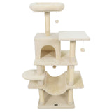 Torre para Gatos de 58 pulgadas, Multinivel, con Felpa Suave y Percha Superior Acolchada
