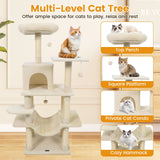 Torre para Gatos de 58 pulgadas, Multinivel, con Felpa Suave y Percha Superior Acolchada
