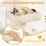 Torre para Gatos de 58 pulgadas, Multinivel, con Felpa Suave y Percha Superior Acolchada
