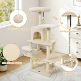 Torre para Gatos de 58 pulgadas, Multinivel, con Felpa Suave y Percha Superior Acolchada