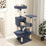 Torre para Gatos de 58 pulgadas, Multinivel, con Felpa Suave y Percha Superior Acolchada