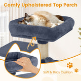 Torre para Gatos de 58 pulgadas, Multinivel, con Felpa Suave y Percha Superior Acolchada
