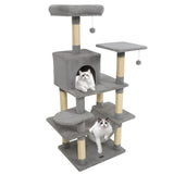 Torre para Gatos de 58 pulgadas, Multinivel, con Felpa Suave y Percha Superior Acolchada