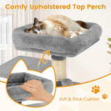 Torre para Gatos de 58 pulgadas, Multinivel, con Felpa Suave y Percha Superior Acolchada