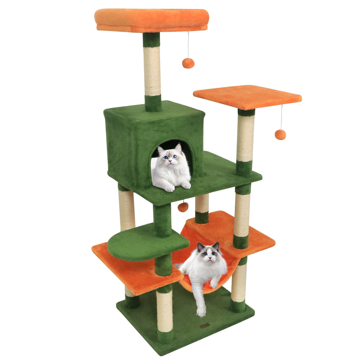 Torre para Gatos de 58 pulgadas, Multinivel, con Felpa Suave y Percha Superior Acolchada