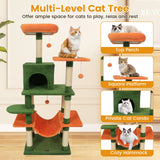 Torre para Gatos de 58 pulgadas, Multinivel, con Felpa Suave y Percha Superior Acolchada