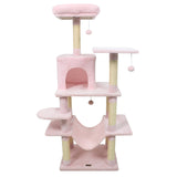 Torre para Gatos de 58 pulgadas, Multinivel, con Felpa Suave y Percha Superior Acolchada