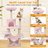 Torre para Gatos de 58 pulgadas, Multinivel, con Felpa Suave y Percha Superior Acolchada