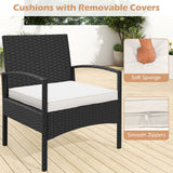 3-Piece Patio Furniture Set Rattan Bistro Chairs with Table-Beige
