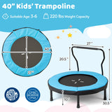 Trampolín de 40 pulgadas para niños, trampolín de fitness para interiores y exteriores