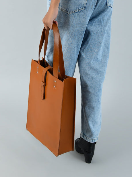 Bolso de mano de piel "Elegancia Castaña"