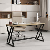 59 Inch Computer Desk with Heavy-duty Metal Frame and Crossbar-Gray