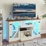 59 Inches Media Console Table with 3-Level Shelves and 22 Dynamic Modes-White