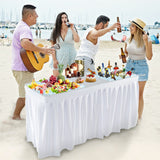 Mesa Plegable de 5 FT con Enfriador y Doble Fregadero para Fiestas, Picnics y Bodas-Blanco
