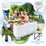 Mesa Plegable de 5 FT con Enfriador y Doble Fregadero para Fiestas, Picnics y Bodas-Blanco