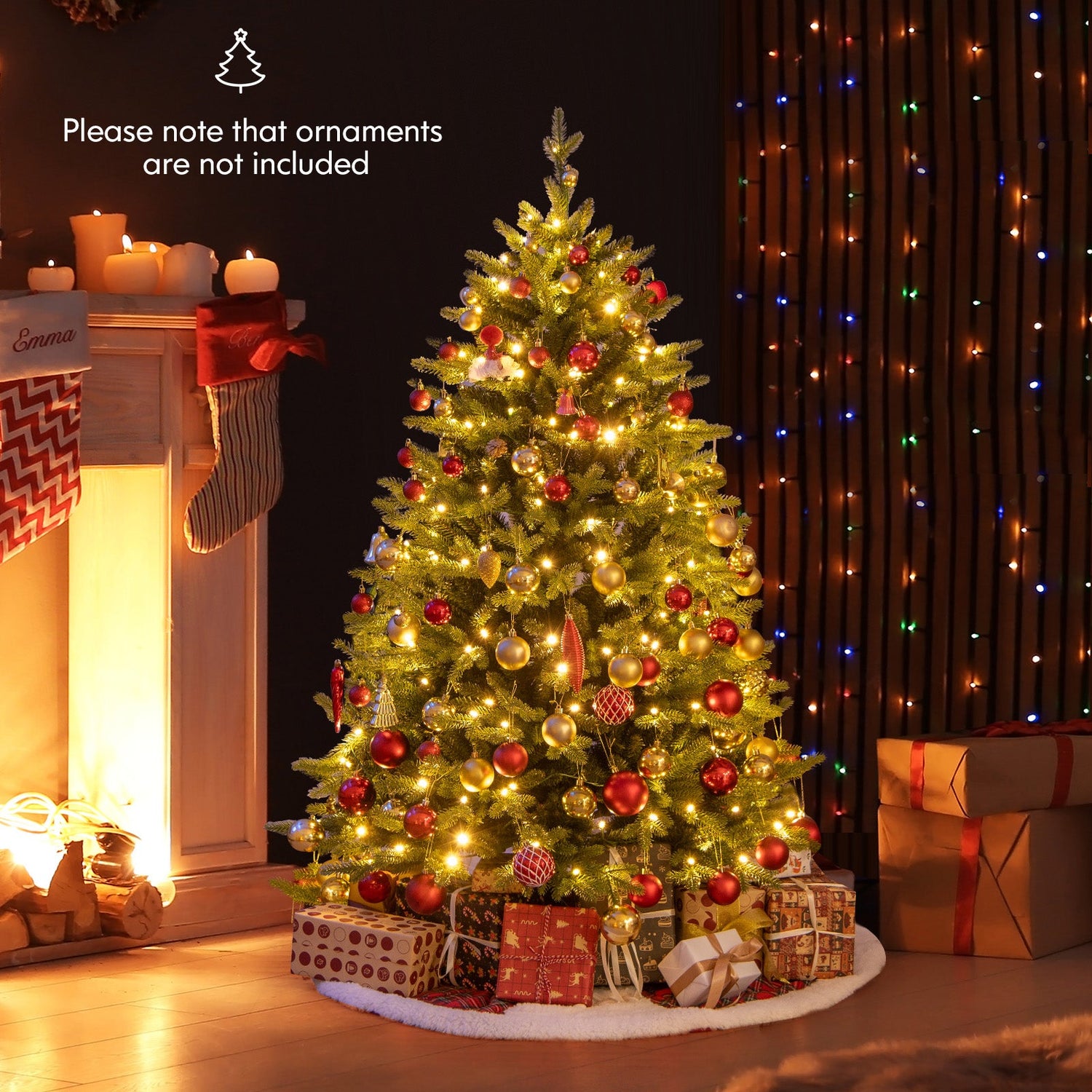 Árbol de Navidad Artificial de 1.5 m con Bisagras, 11 Modos de Iluminación y Control Remoto