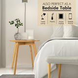 Mesa auxiliar redonda de bambú, moderna y elegante, con tablero redondo de 50,8 cm - Natural