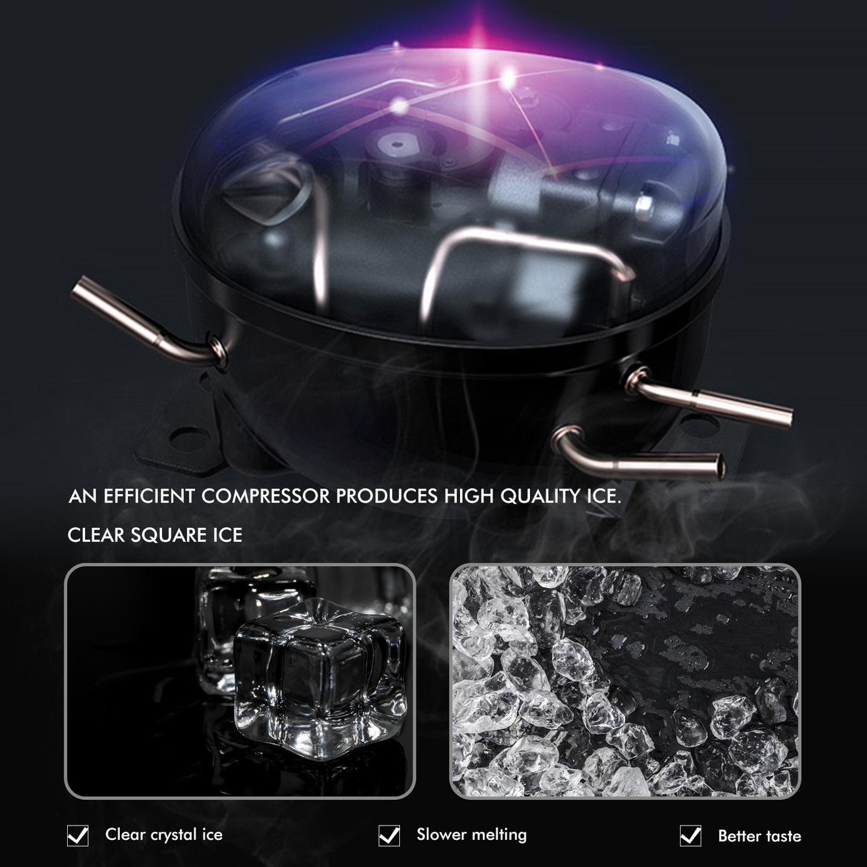 Máquina de hielo eléctrica de encimera con cuchara y cesta para hielo - Plateada