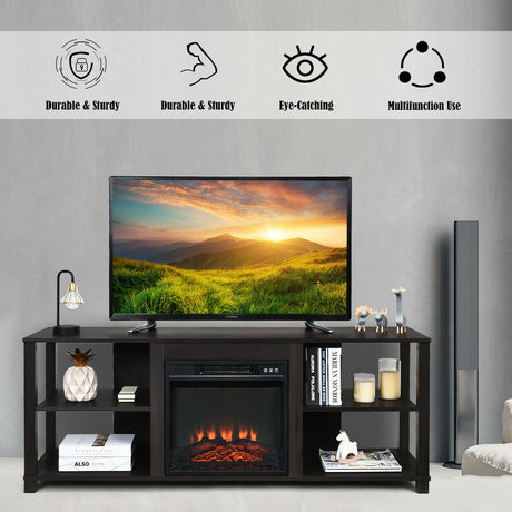 Consola/Mueble para TV de 2 Niveles con Estantes Ajustables