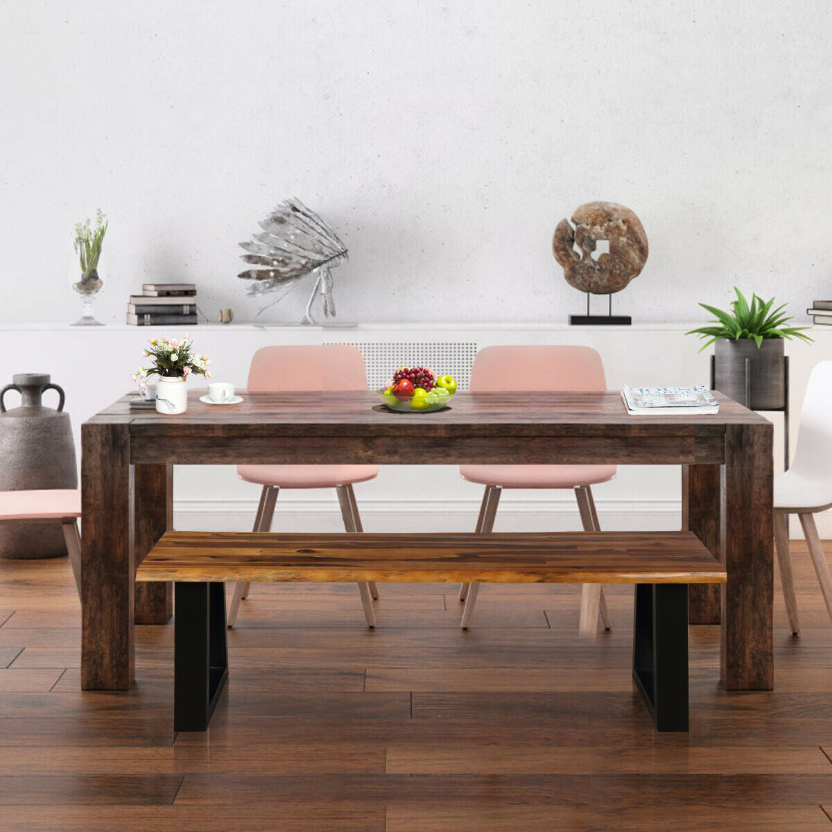 Banco de patio de madera de acacia maciza, banco de comedor, silla de asiento