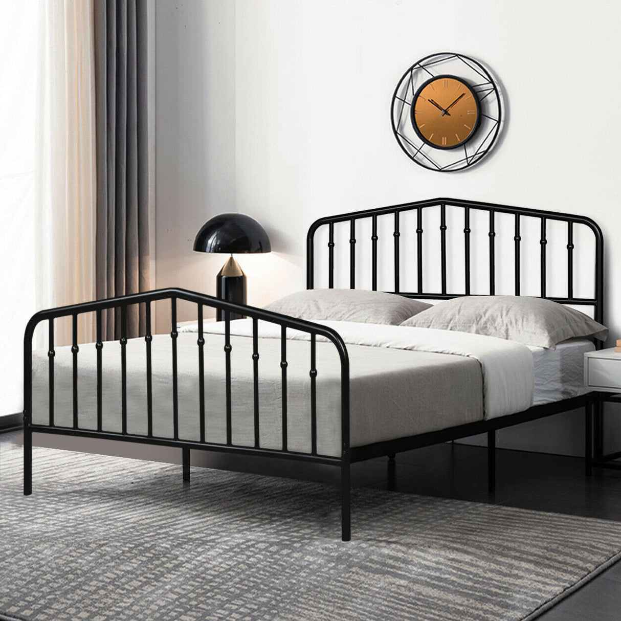 Queen Size Metal Bed Frame Slat Platform