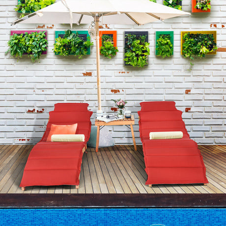 Juego de 3 Sillas Plegables de Teca para Patio con Mesa Lateral Plegable