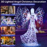 Ángel navideño iluminado de 1.58 m con halo brillante 3D y flauta