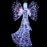 Ángel navideño iluminado de 1.58 m con halo brillante 3D y flauta