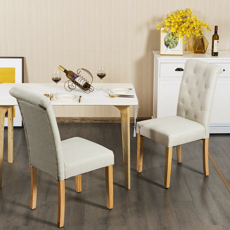Juego de 2 sillas de comedor tapizadas con almohadillas antideslizantes ajustables