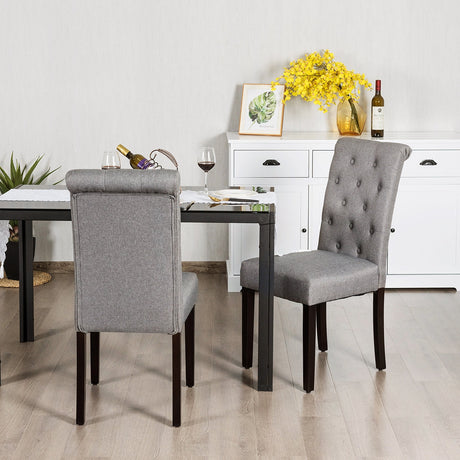 Juego de 2 sillas de comedor tapizadas con almohadillas antideslizantes ajustables