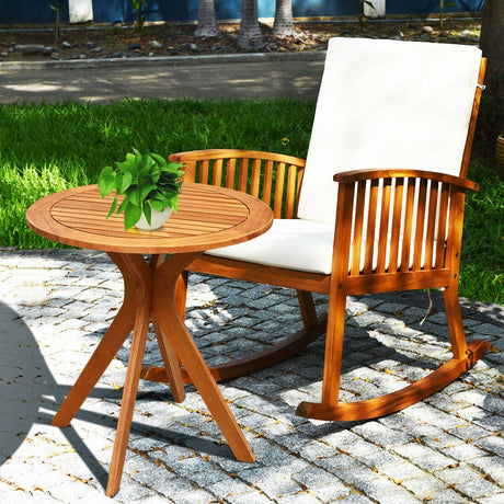 Mesa auxiliar de bistró redonda de madera maciza para exterior de 27 pulgadas