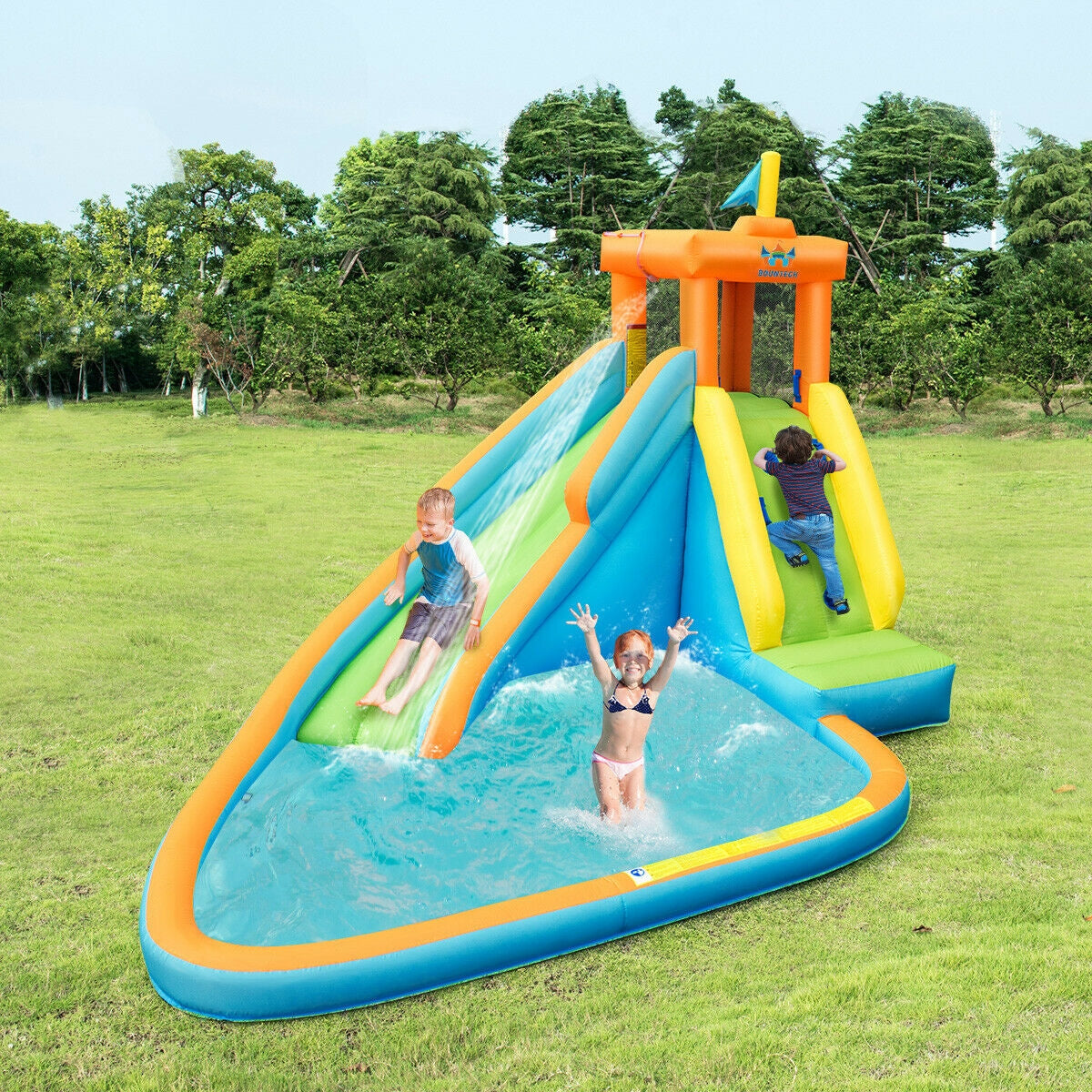 Casa inflable con tobogán de agua sin soplador