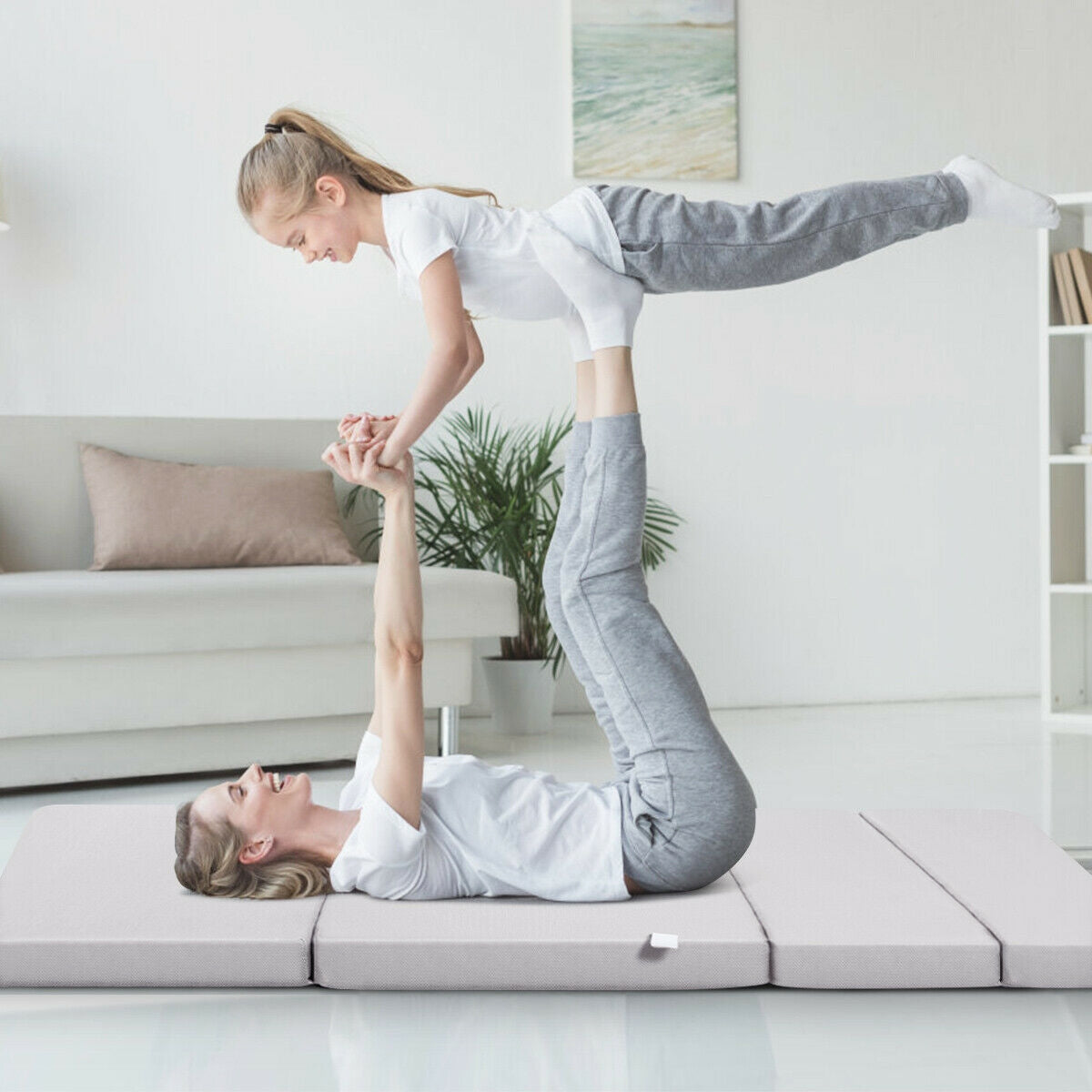 Colchón de espuma plegable de 4 pulgadas para sofá cama con asas