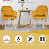 Juego de 2 sillones decorativos de ocio de respaldo medio - Amarillo