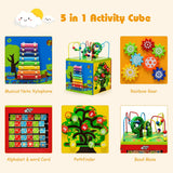 Cubo de actividades de madera 5 en 1