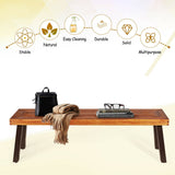 Banco de comedor de madera de acacia para patio con patas de acero